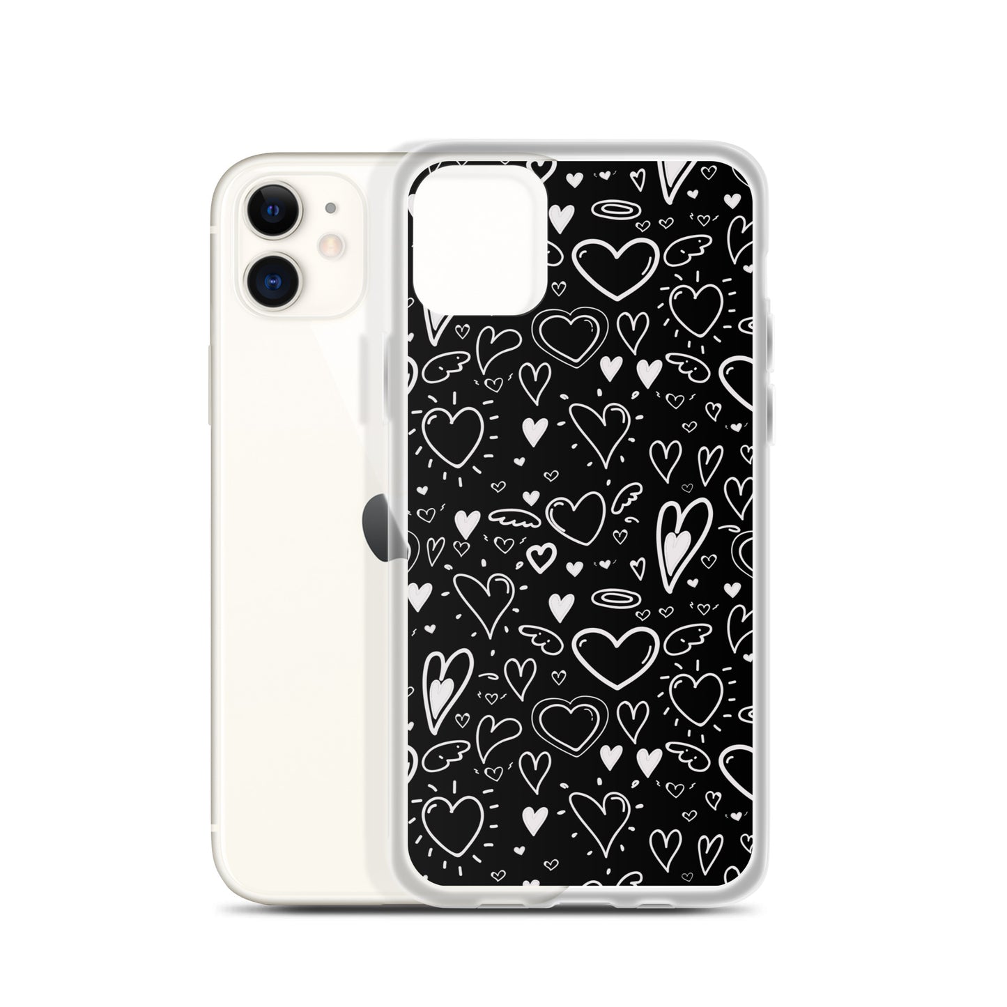 Black and White Hearts - Clear Case