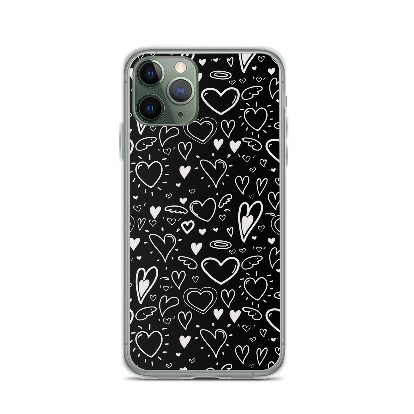 Black and White Hearts - Clear Case