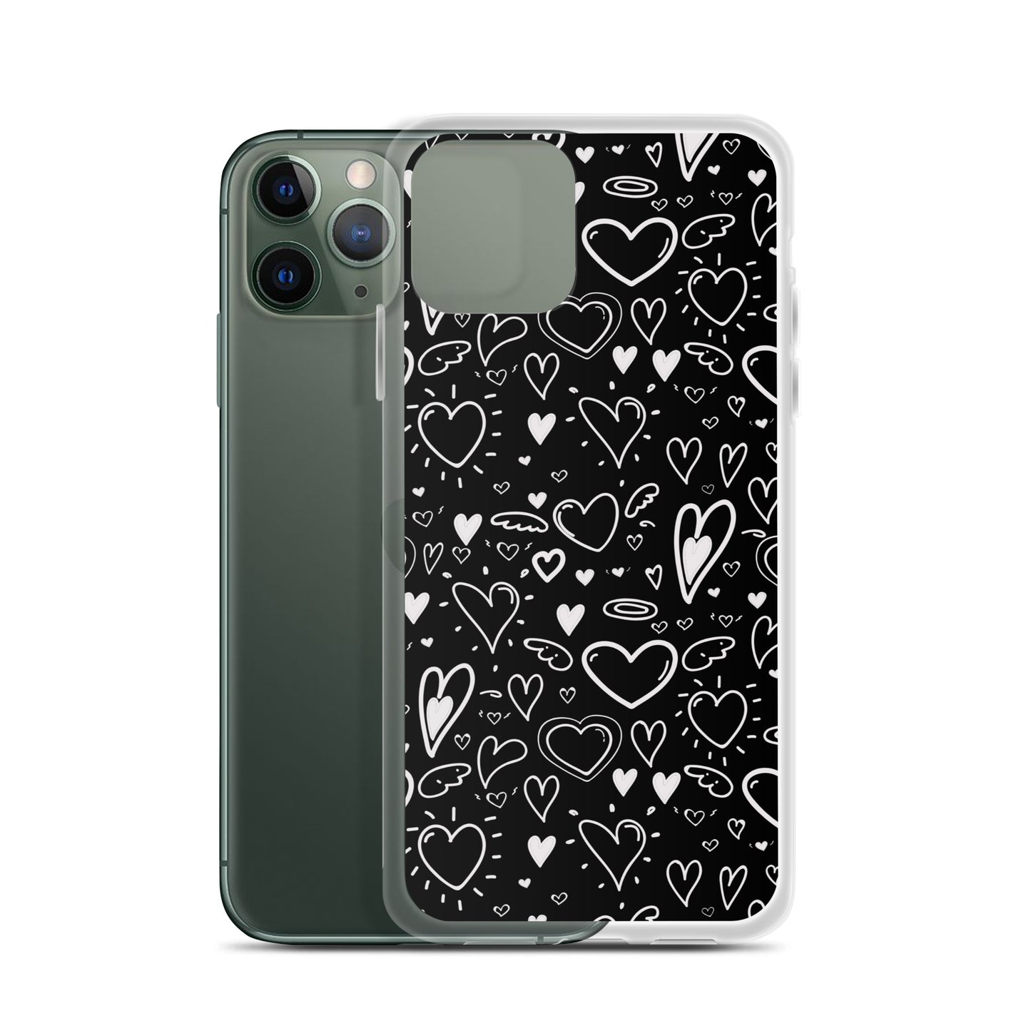 Black and White Hearts - Clear Case