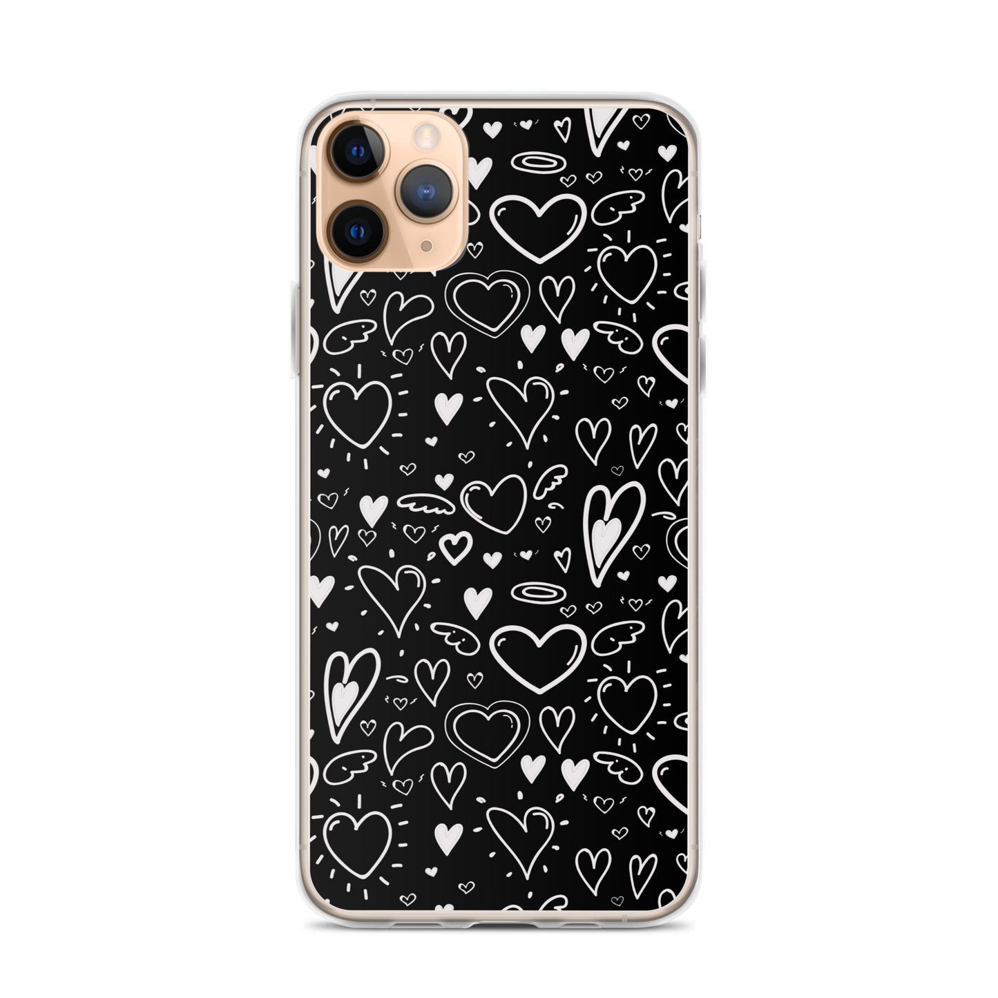 Black and White Hearts - Clear Case