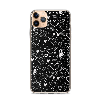 Black and White Hearts - Clear Case