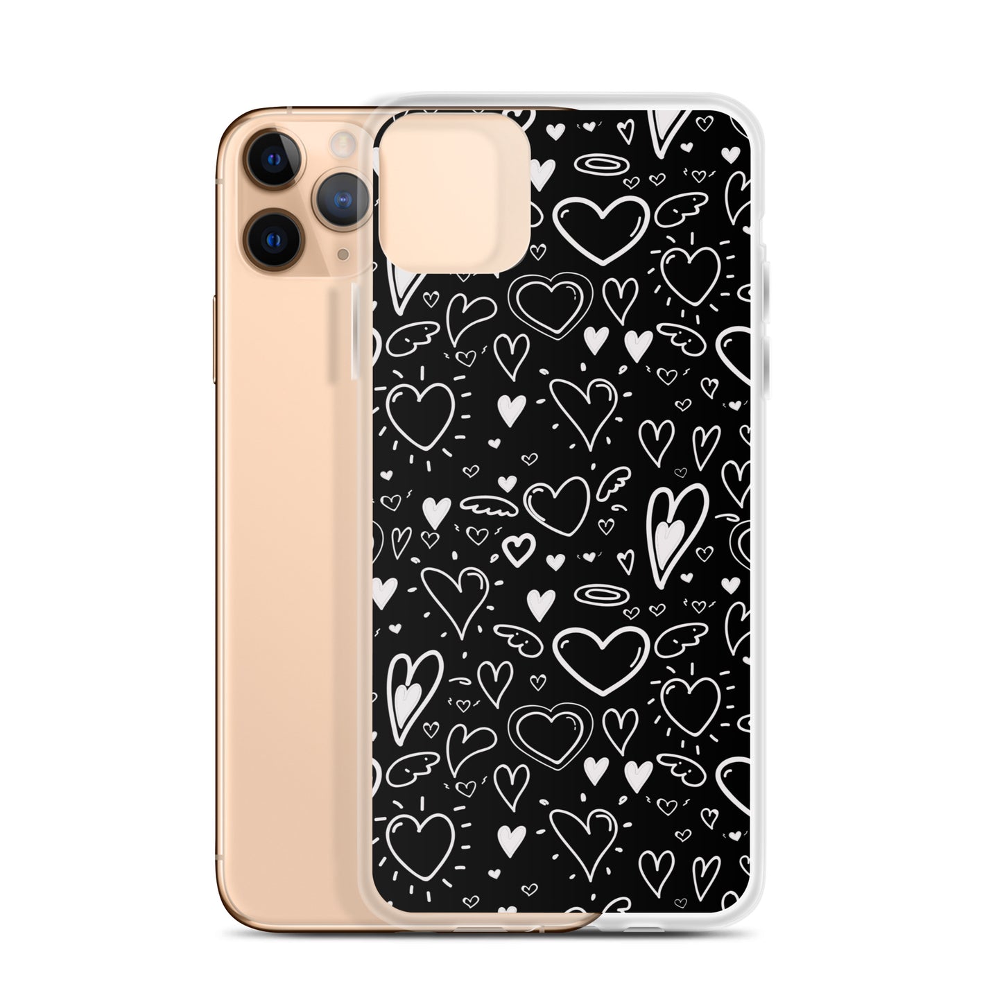 Black and White Hearts - Clear Case