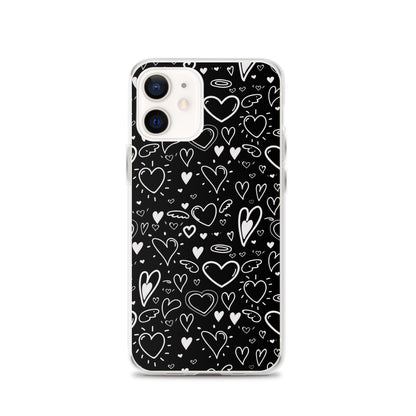 Black and White Hearts - Clear Case