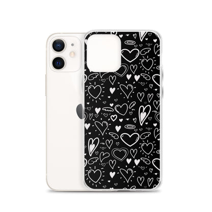 Black and White Hearts - Clear Case