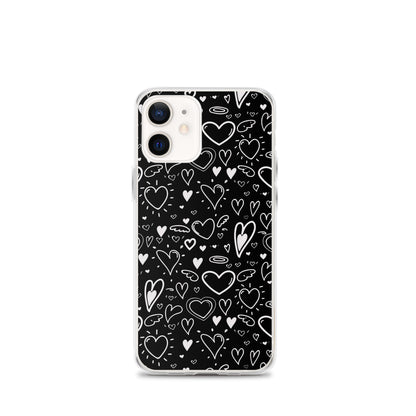 Black and White Hearts - Clear Case