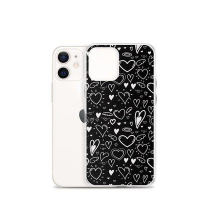 Black and White Hearts - Clear Case