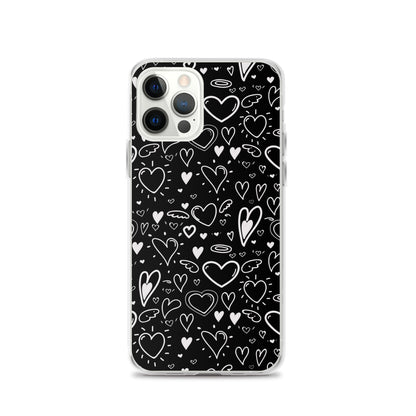 Black and White Hearts - Clear Case