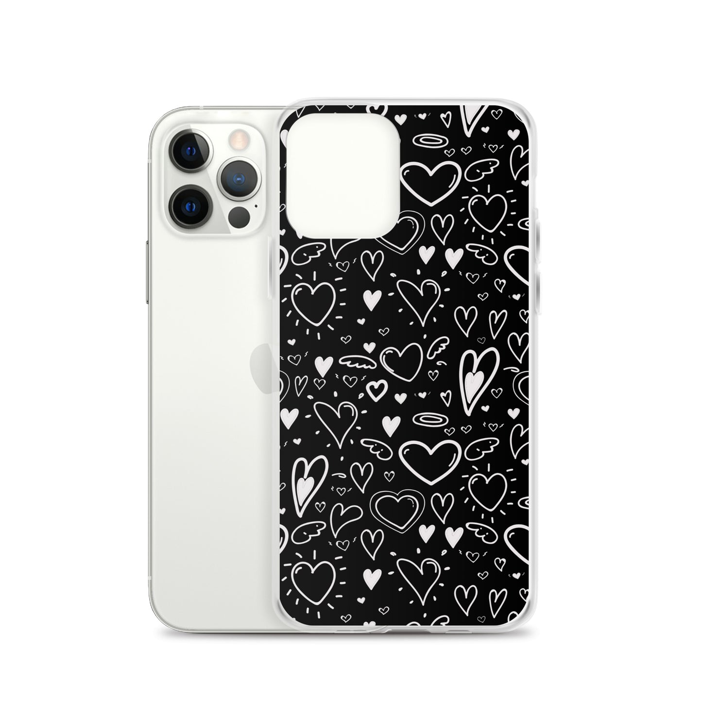 Black and White Hearts - Clear Case