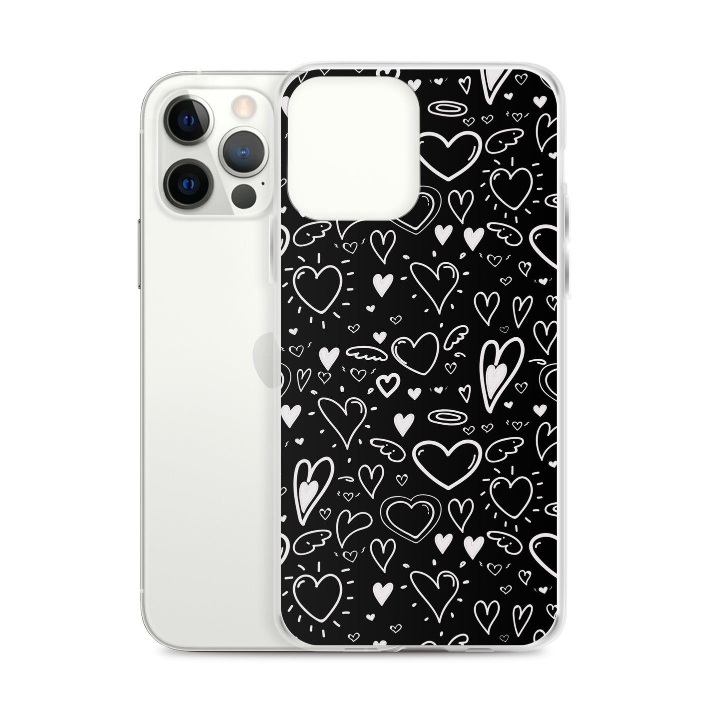 Black and White Hearts - Clear Case