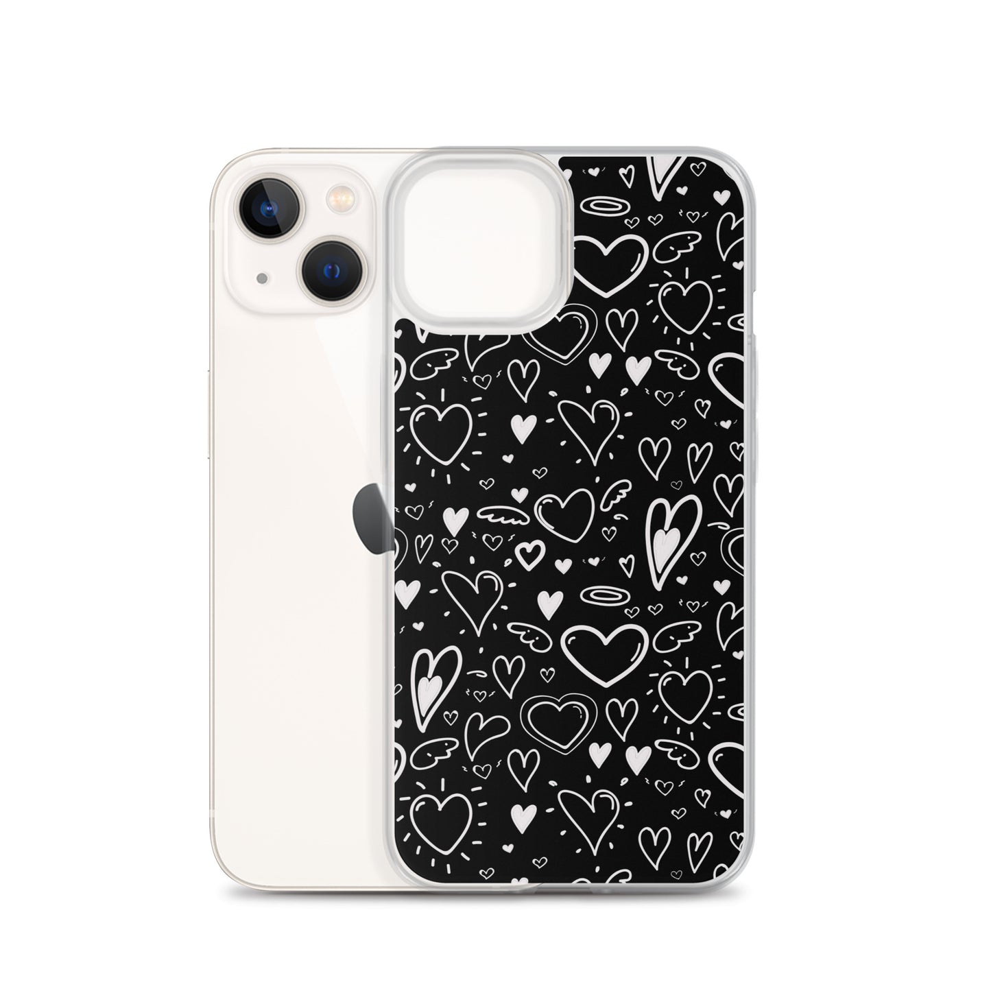 Black and White Hearts - Clear Case