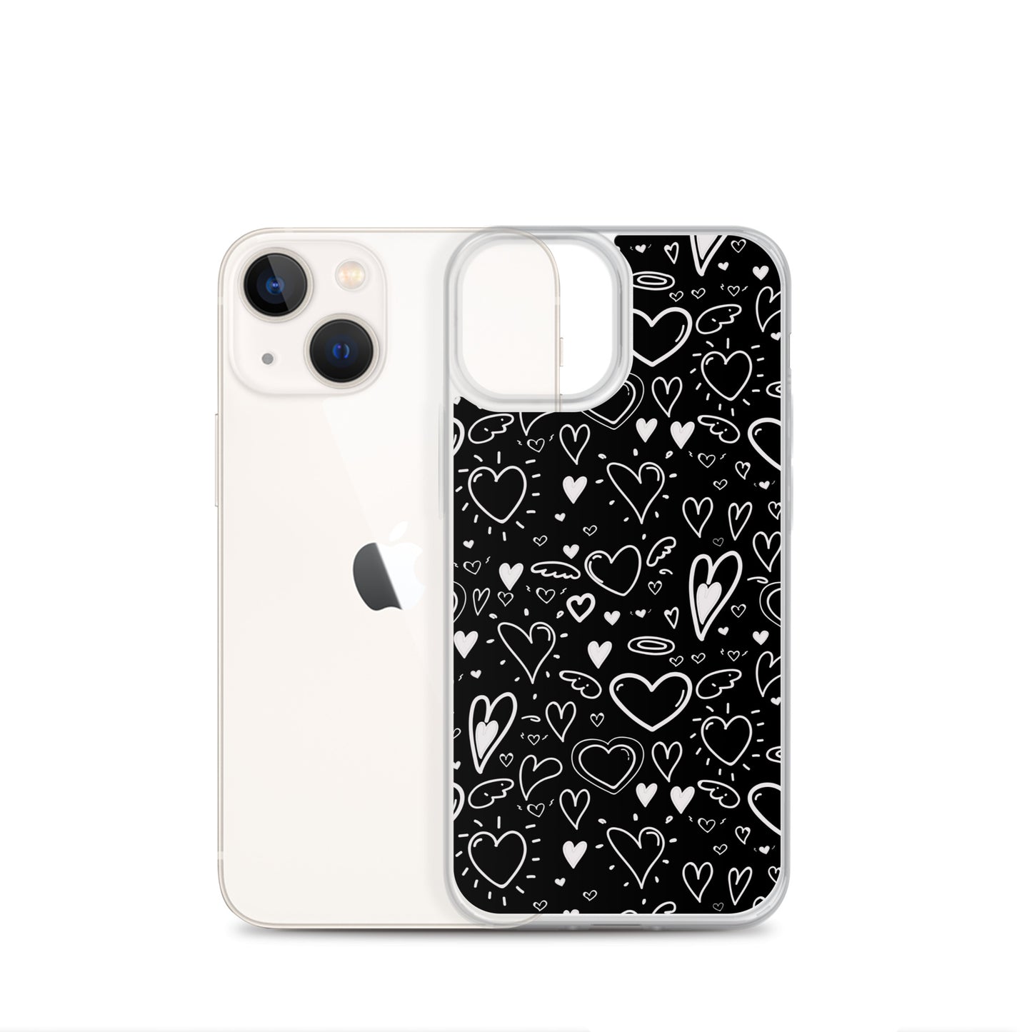 Black and White Hearts - Clear Case