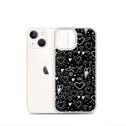 Black and White Hearts - Clear Case