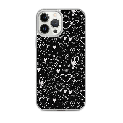 Black and White Hearts - Clear Case