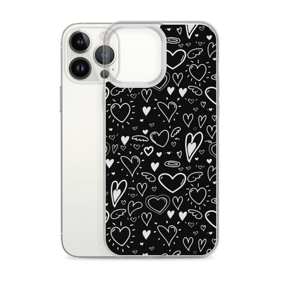 Black and White Hearts - Clear Case