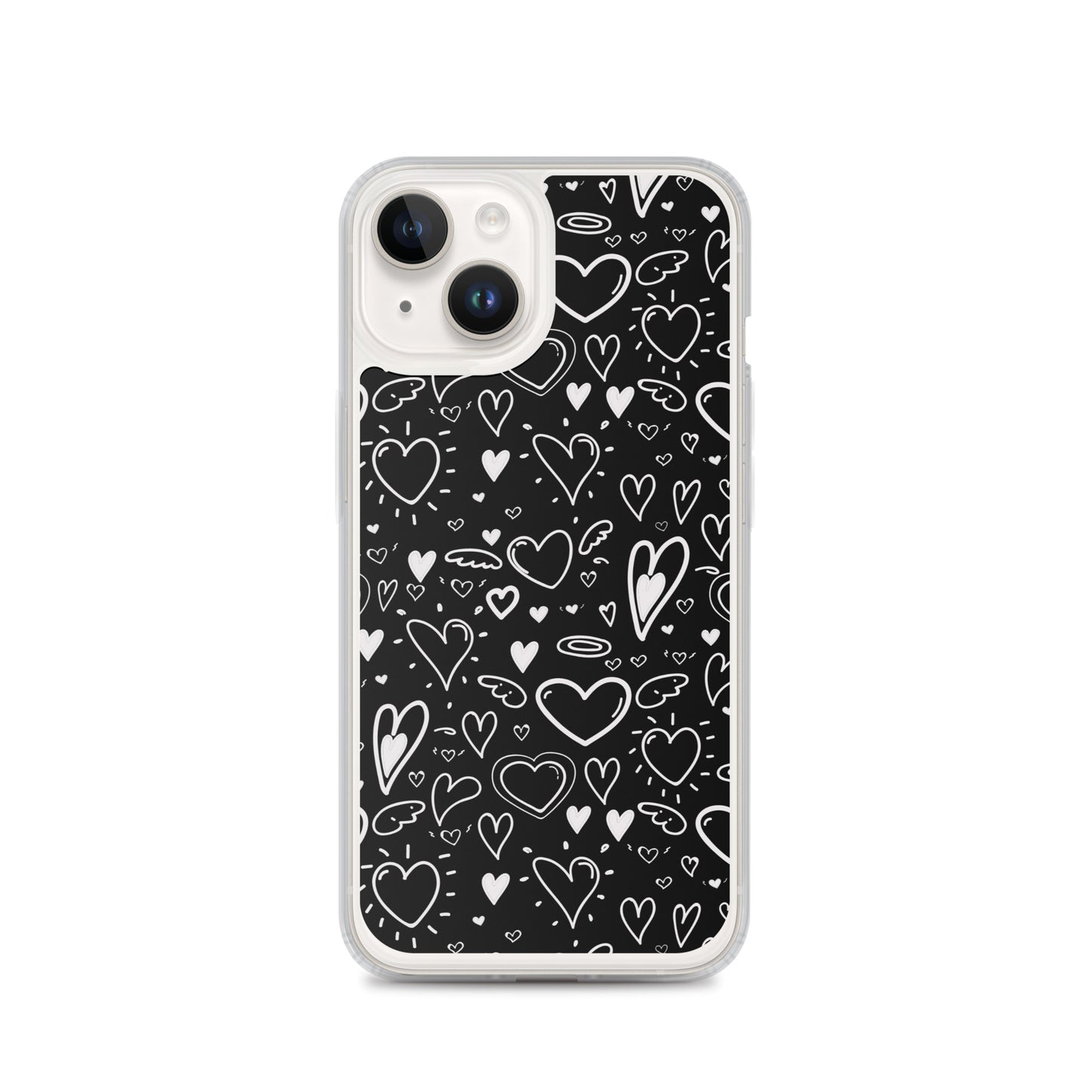 Black and White Hearts - Clear Case