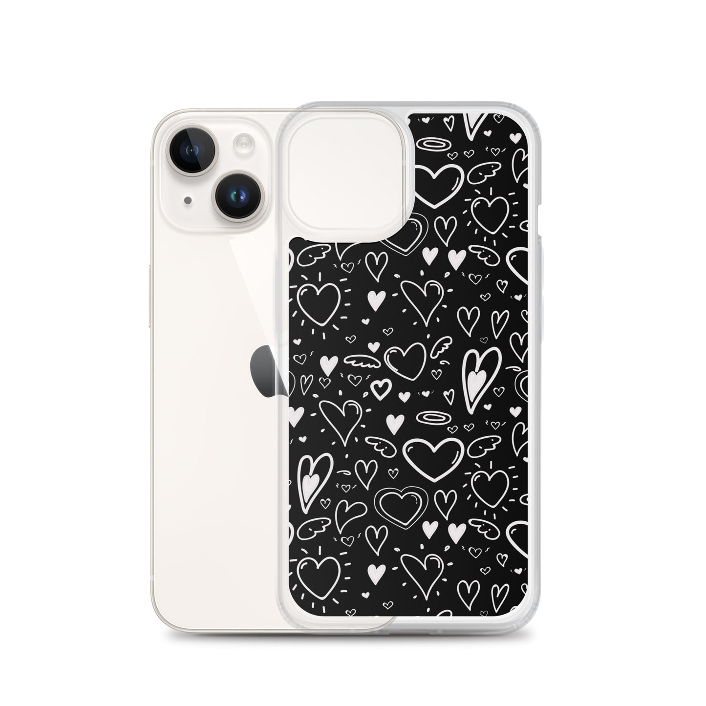 Black and White Hearts - Clear Case