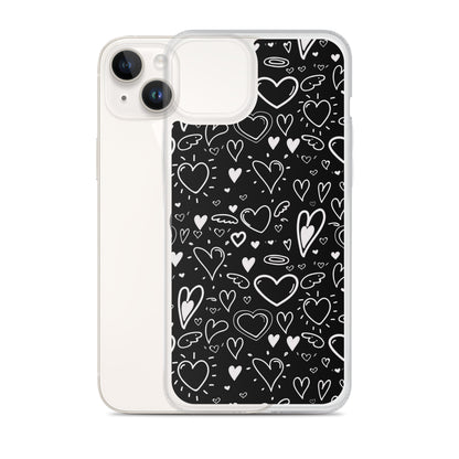 Black and White Hearts - Clear Case