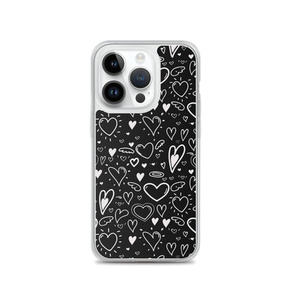 Black and White Hearts - Clear Case