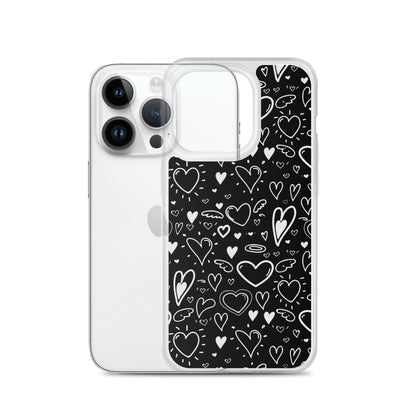 Black and White Hearts - Clear Case