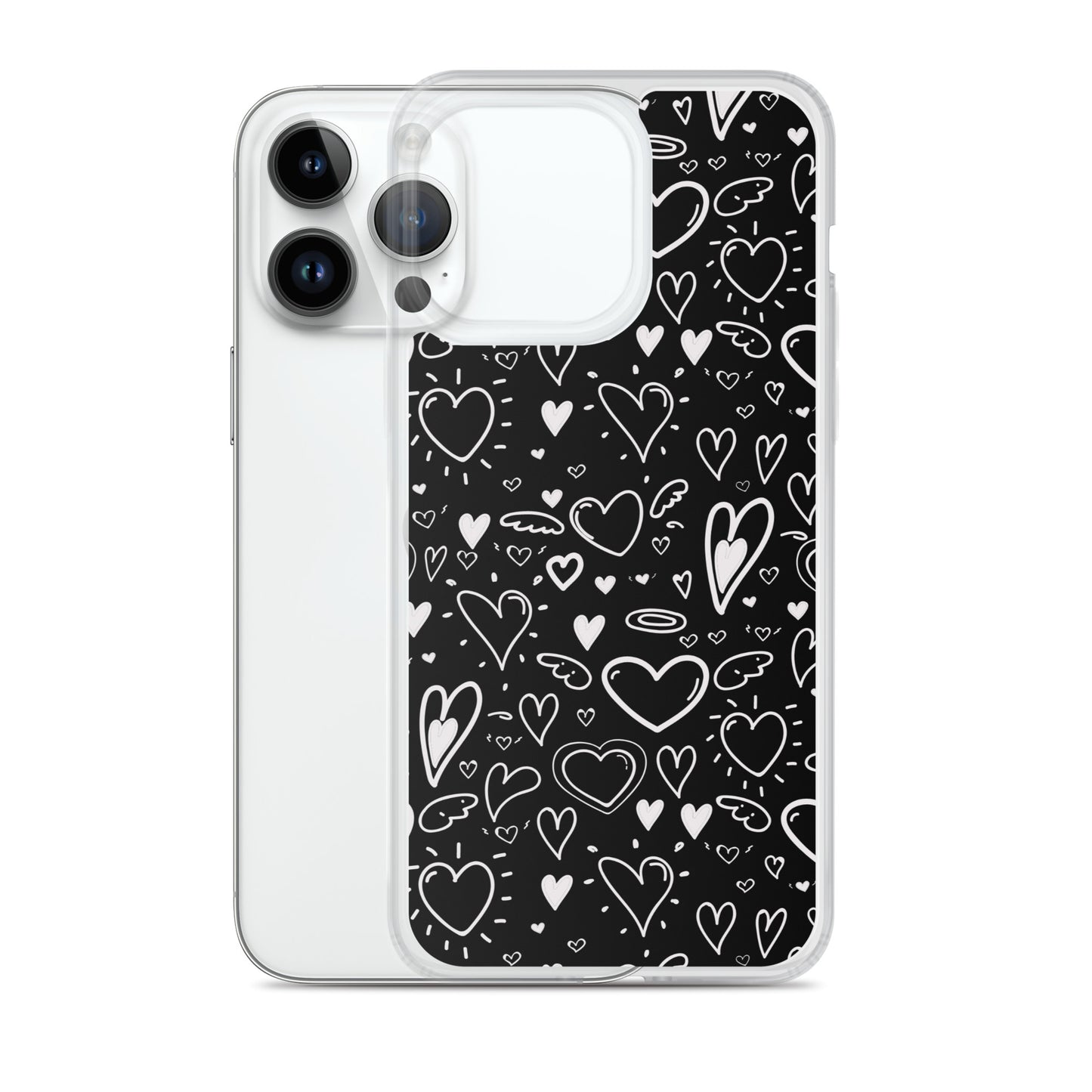 Black and White Hearts - Clear Case