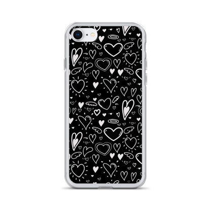 Black and White Hearts - Clear Case