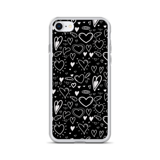 Black and White Hearts - Clear Case