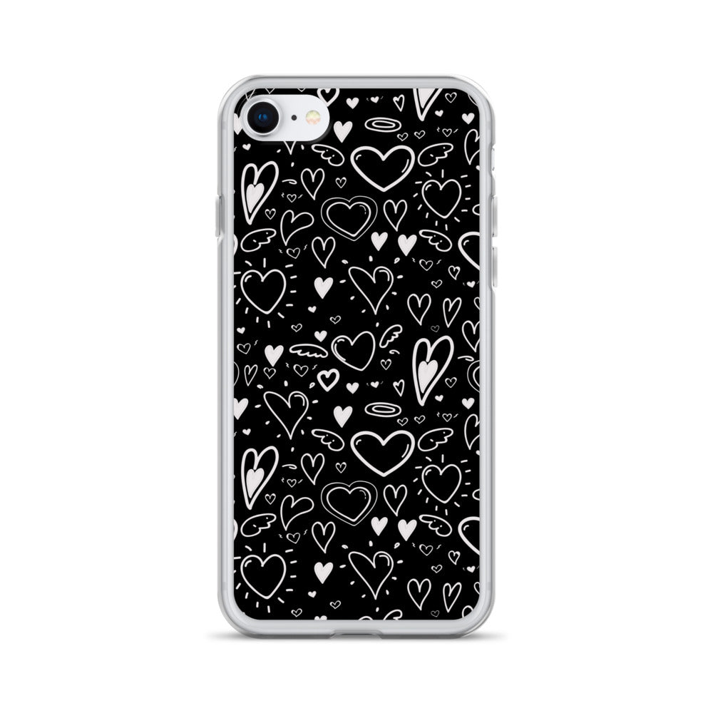 Black and White Hearts - Clear Case