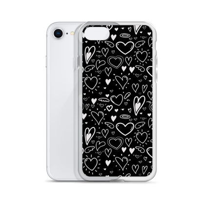 Black and White Hearts - Clear Case