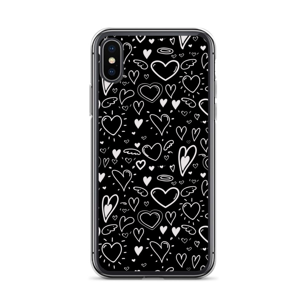 Black and White Hearts - Clear Case