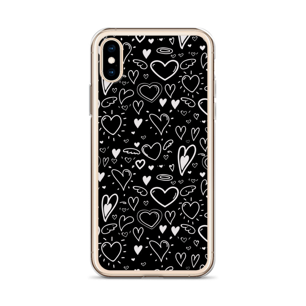 Black and White Hearts - Clear Case