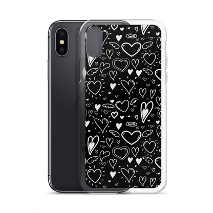 Black and White Hearts - Clear Case