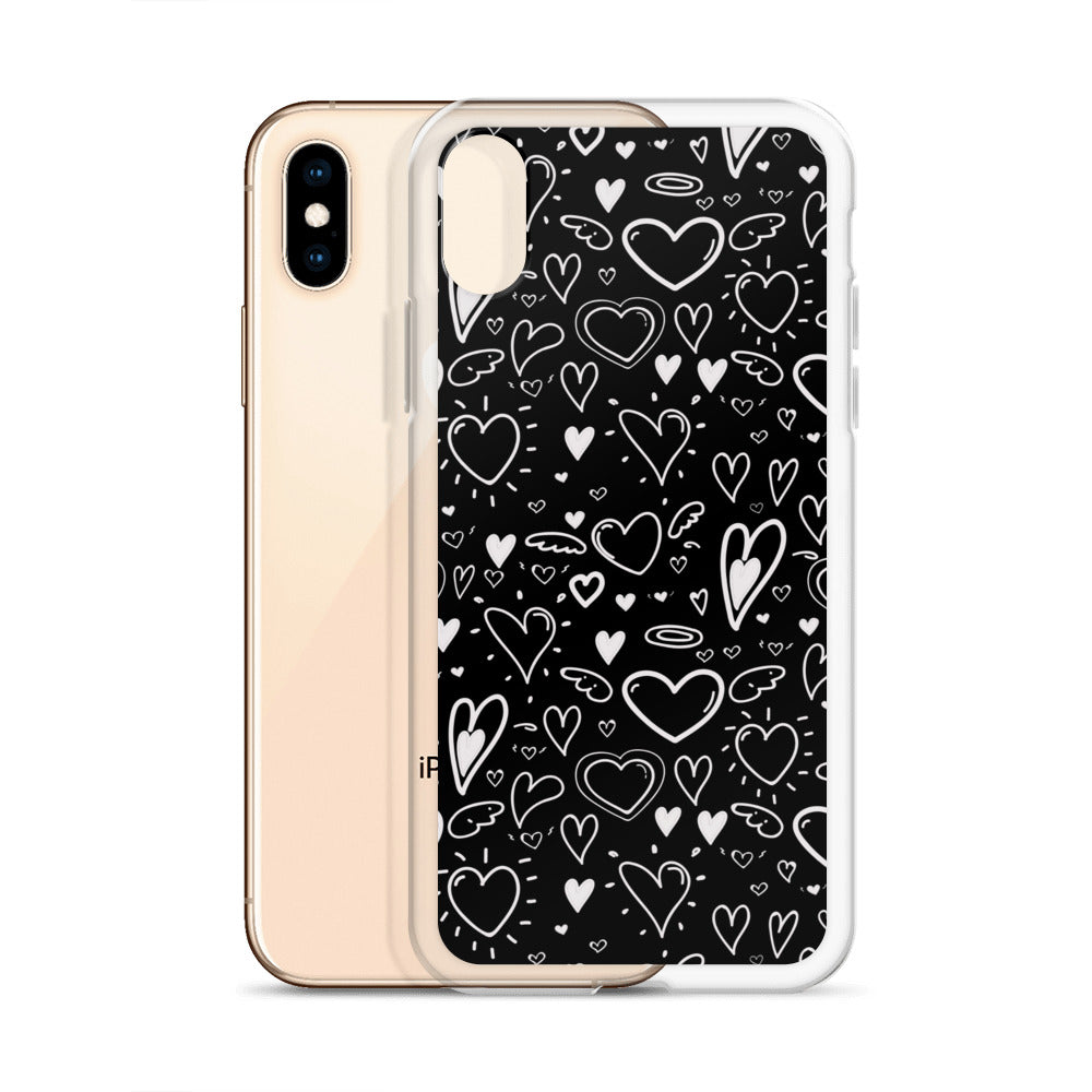 Black and White Hearts - Clear Case