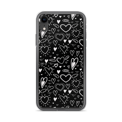 Black and White Hearts - Clear Case