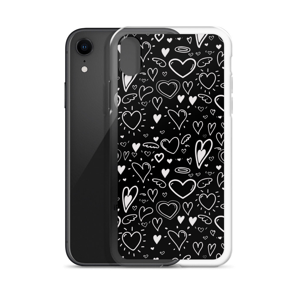 Black and White Hearts - Clear Case