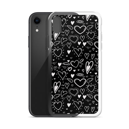 Black and White Hearts - Clear Case