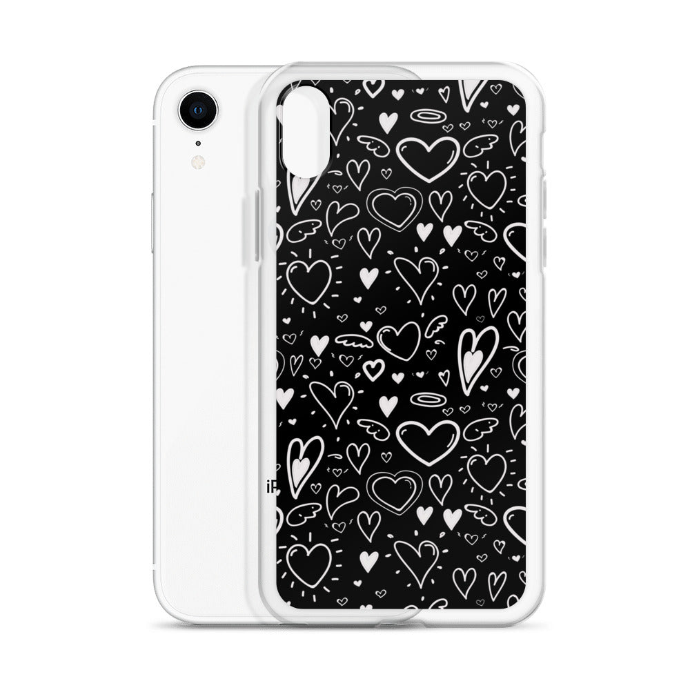 Black and White Hearts - Clear Case