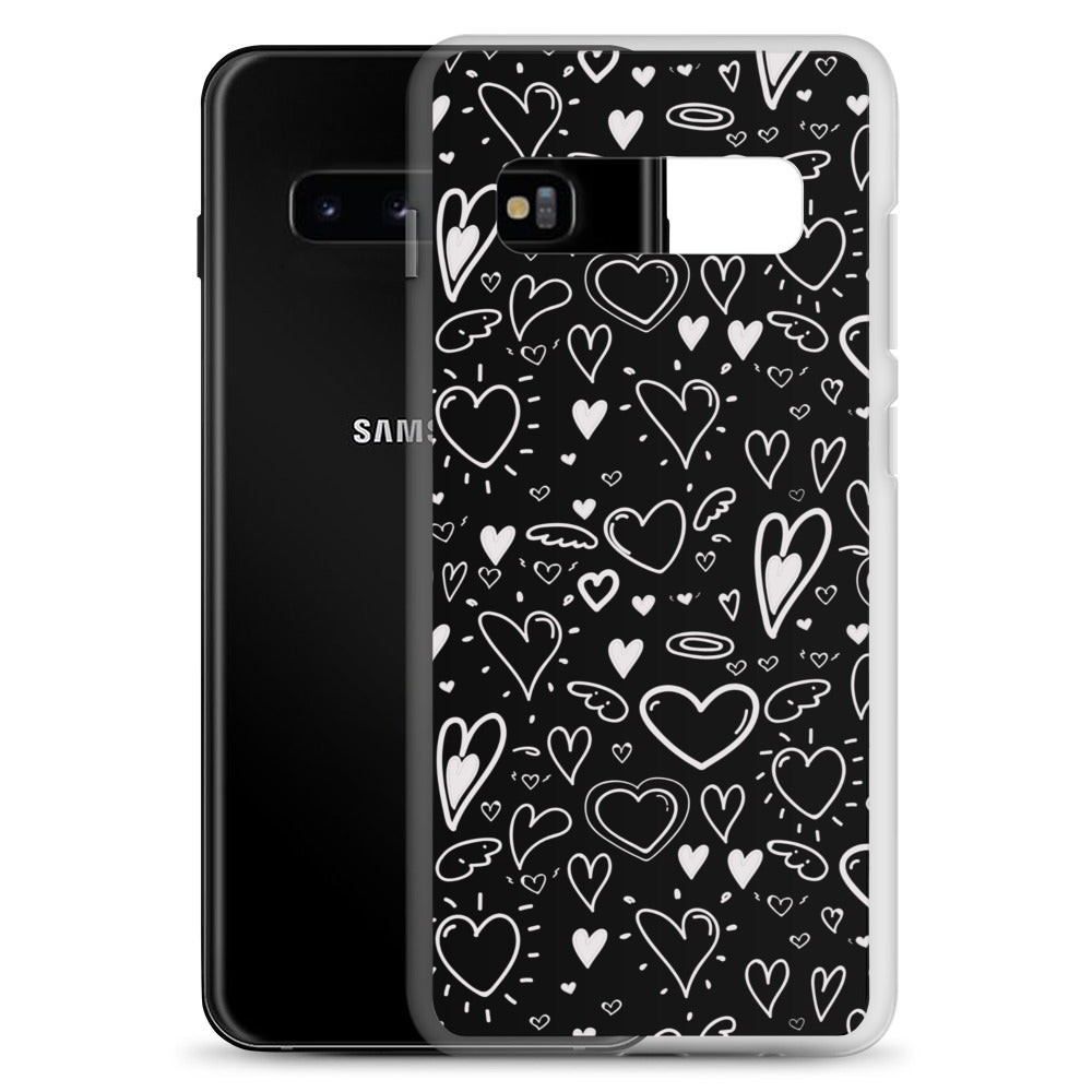 Black and White Hearts - Clear Case