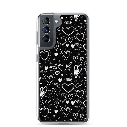 Black and White Hearts - Clear Case