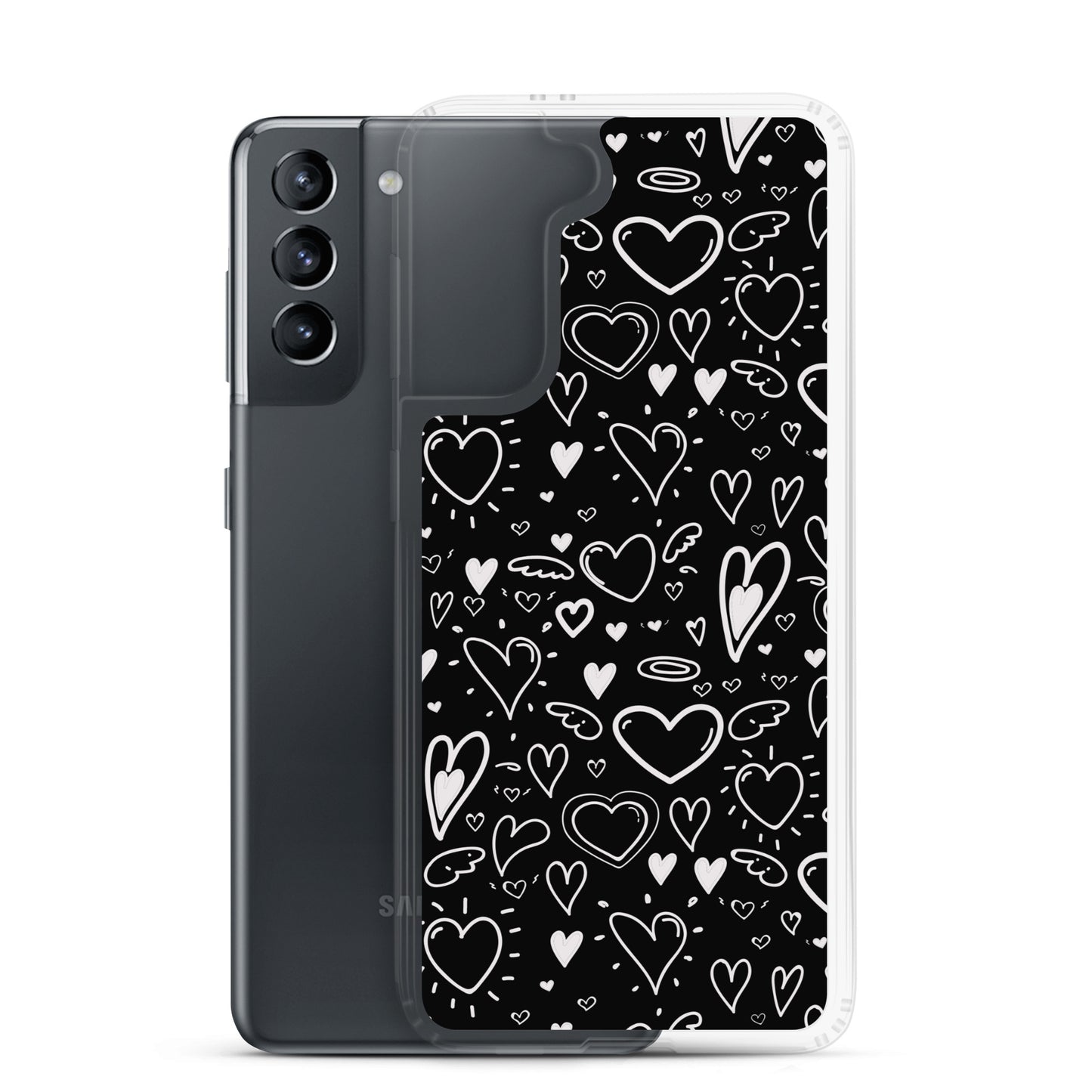 Black and White Hearts - Clear Case