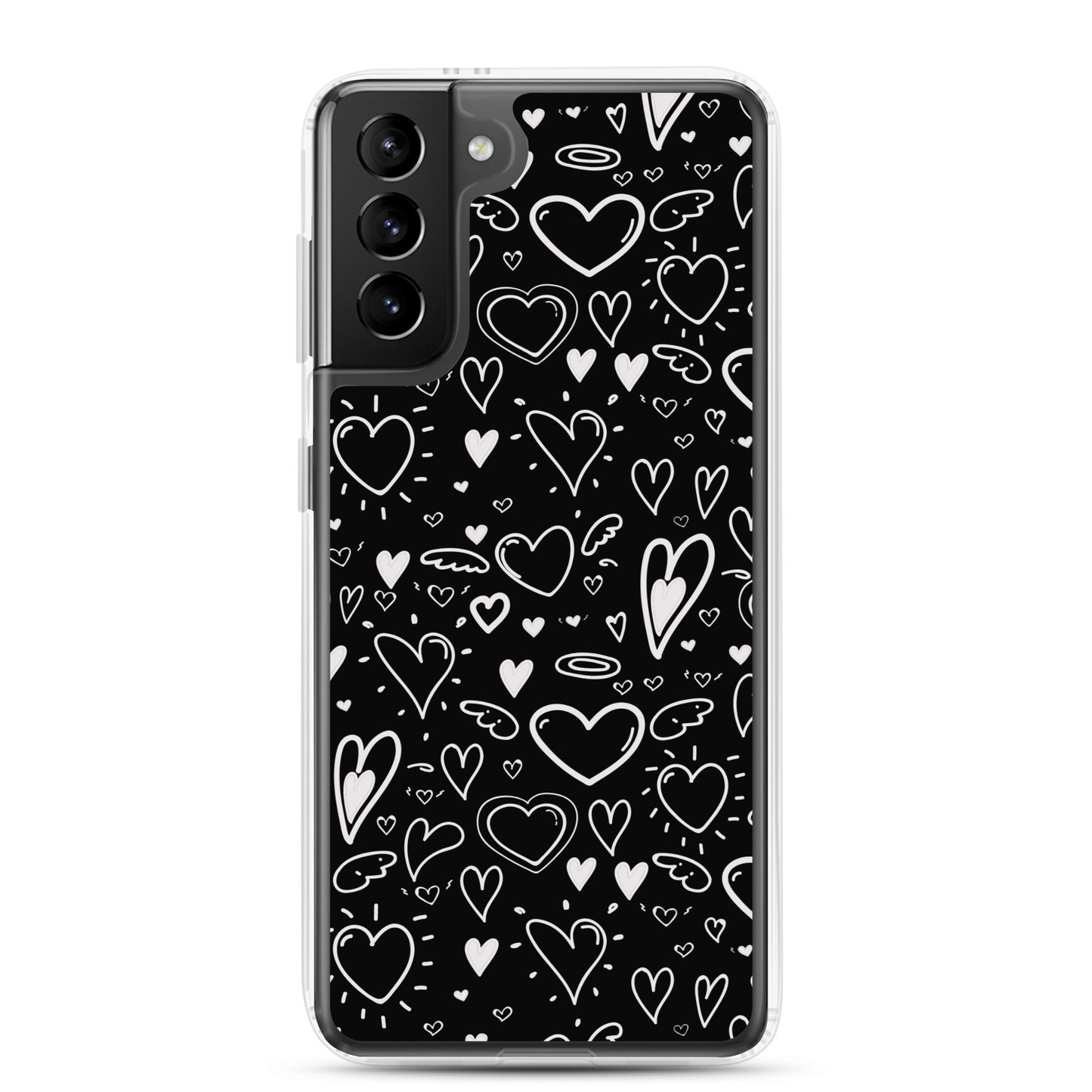 Black and White Hearts - Clear Case