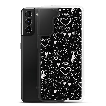 Black and White Hearts - Clear Case