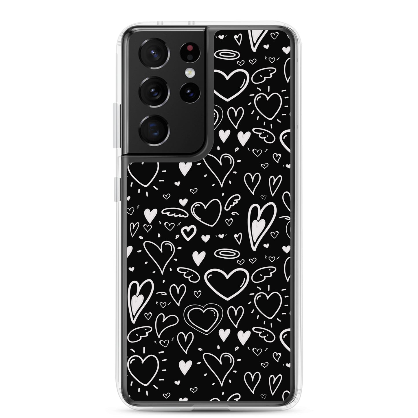 Black and White Hearts - Clear Case