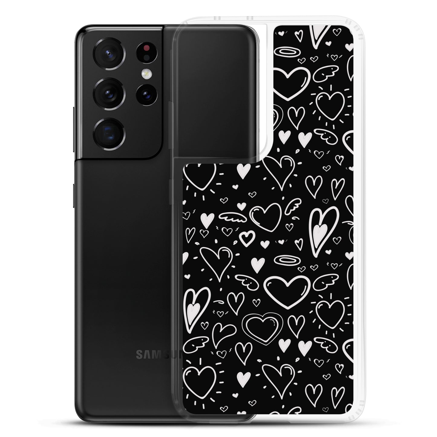 Black and White Hearts - Clear Case