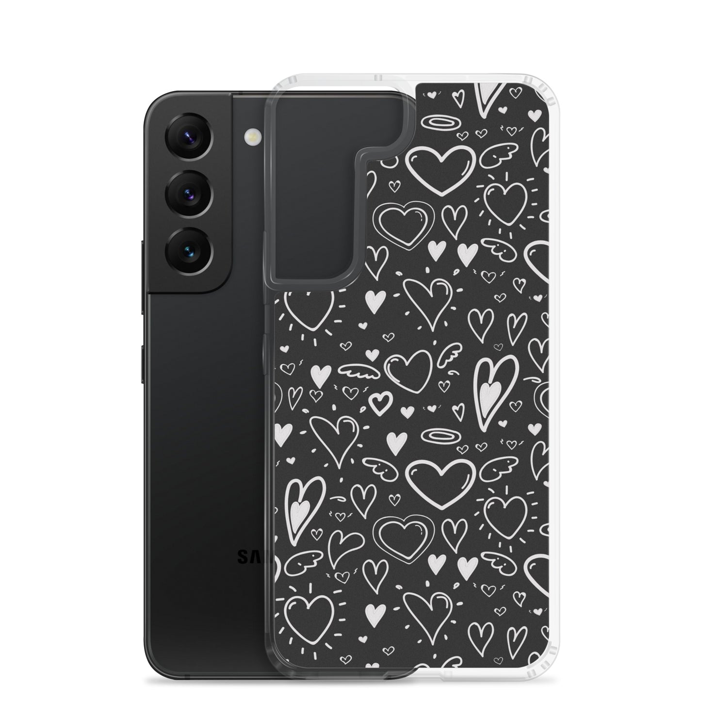 Black and White Hearts - Clear Case