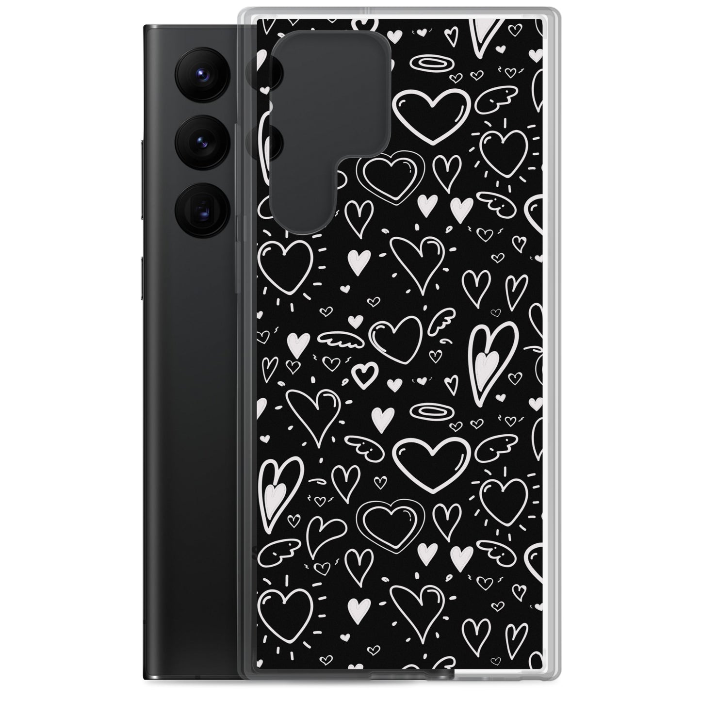 Black and White Hearts - Clear Case